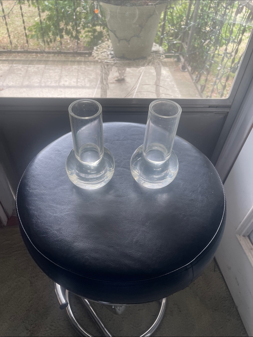 Clear Glass Bud Vases - Set of 2